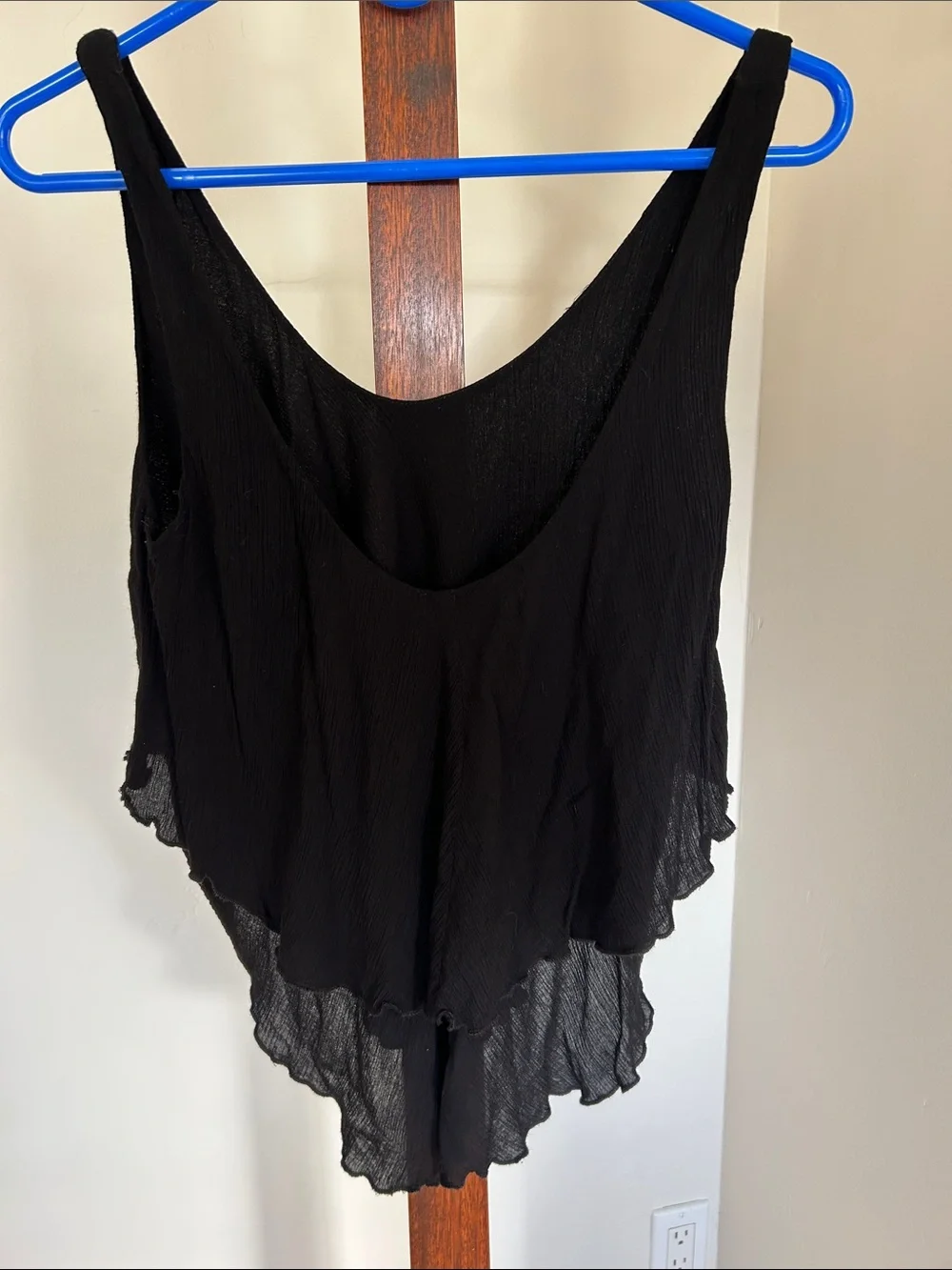 Free People Black layered scoop neck flowy,Top boho-style silhouette Size S